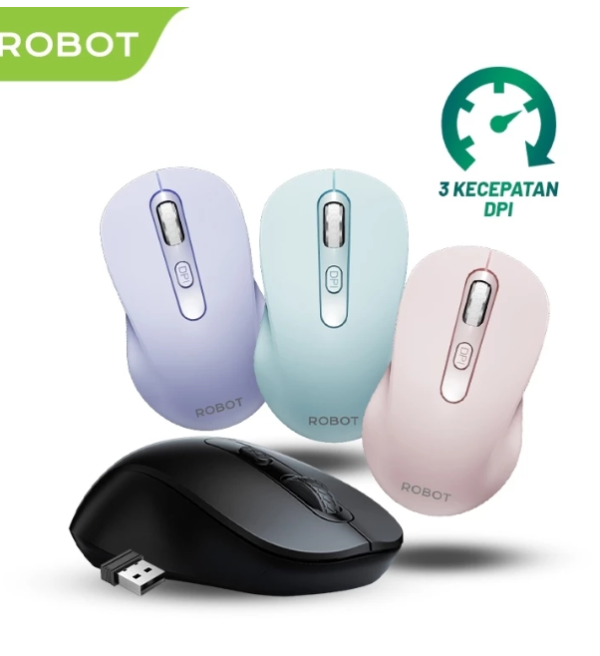 ROBOT Mouse Wireless M206 2.4GHz Optical 1600DPI Kursor Akurat Cocok untuk PC Laptop Original