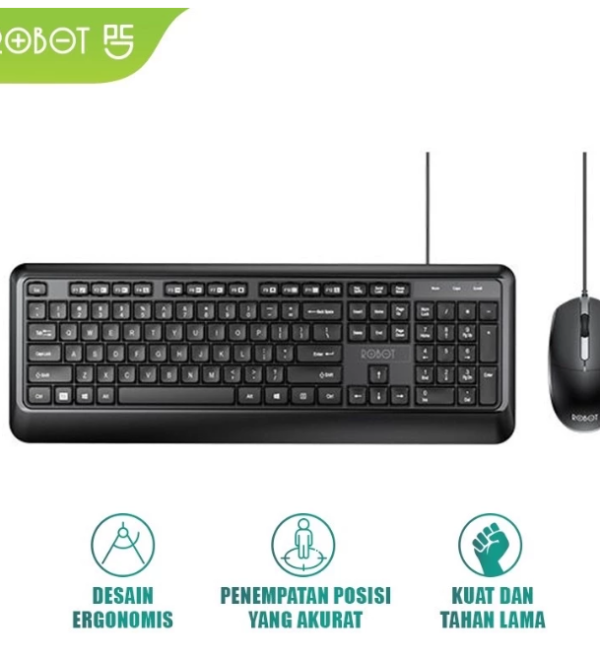 ROBOT Set Combo Keyboard and Mouse KM2600 for Komputer/Laptop Original Garansi Resmi 1 Tahun